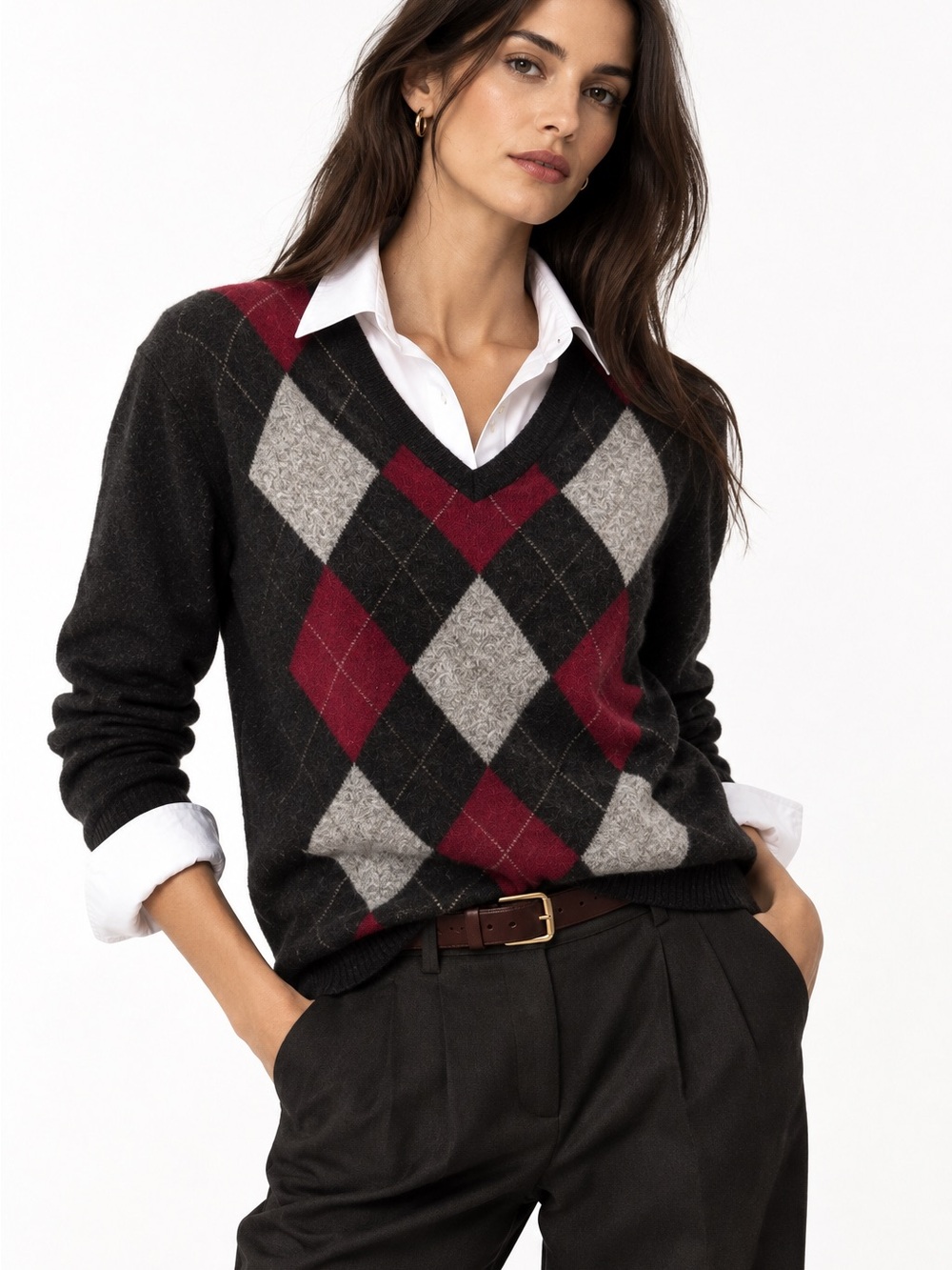 Banana Republic 100% Merino Wool Argyle Sweater Autumn Fall Preppy